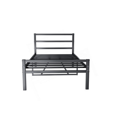 Structure de lit plateforme en métal avec tête de lit, structure en métal robuste, aucun sommier nécessaire
