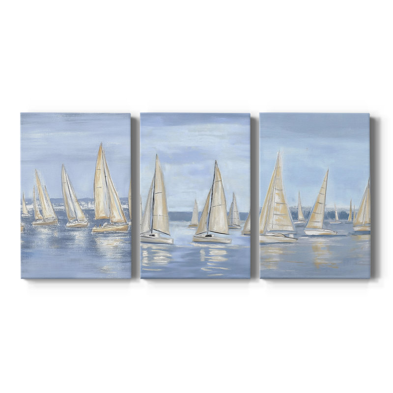 NAUTICAL Series IV - Toile tendue avec châssis sur mesure - 3 pièces, H 48 po x l 96 po