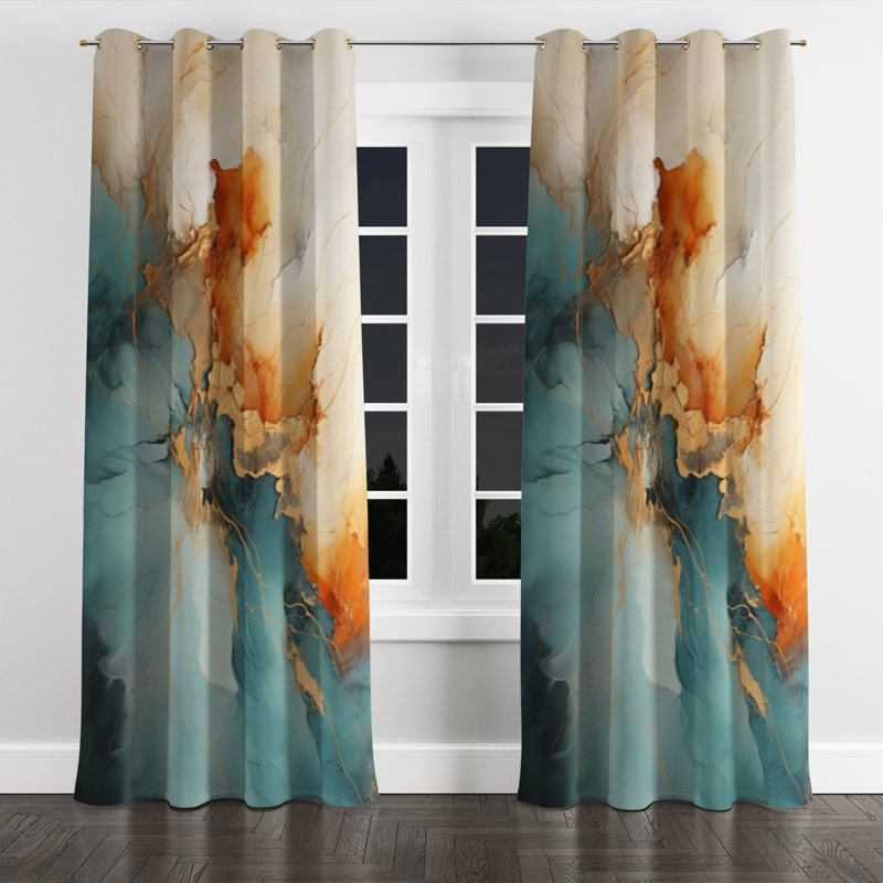 Avdulla - Modern Velvet Grommet Curtain - Room Darkening - 1 Panel, 52" W x 63" L, Golden Grommets