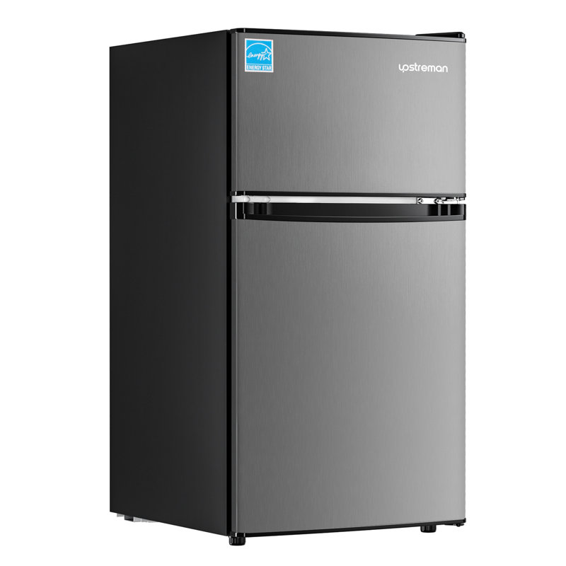  3.1 Cu.Ft Mini Double Door Fridge With Freezer,ENERGY STAR, Silver