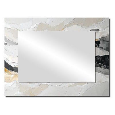 «Grey Black Paint Drift River», art cinétique - art abstrait miroir mural - imprimé sur métal