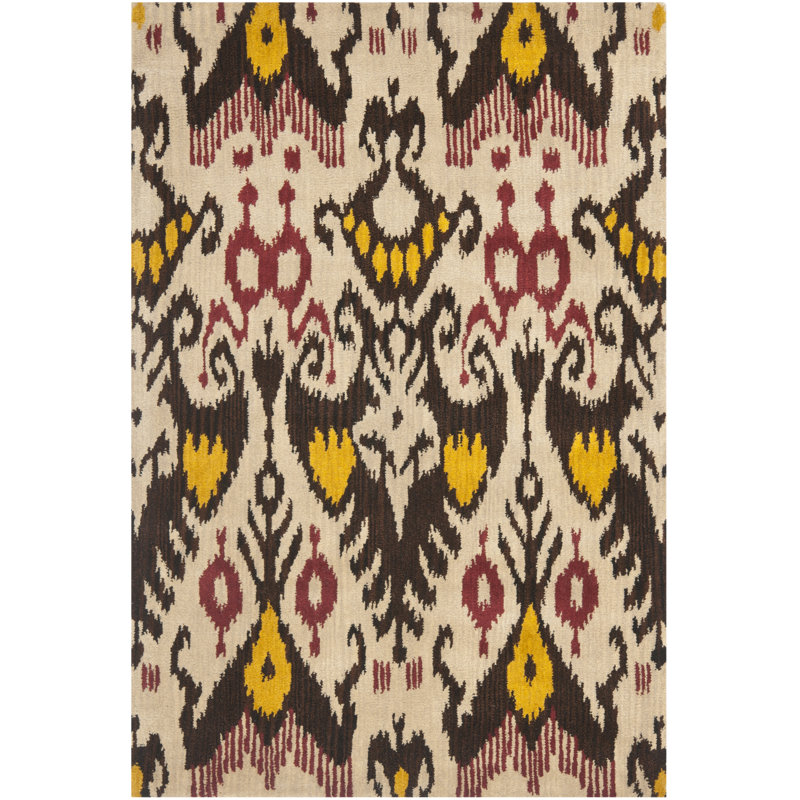 McMahon Ikat Wool Hand Woven Area Rug, Rectangle 183 x 274 cm