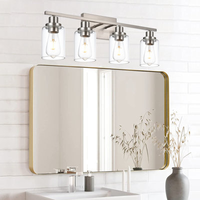 Éclairage pour meuble-lavabo de salle de bain, luminaires modernes pour salle de bain avec abat-jour en verre transparent