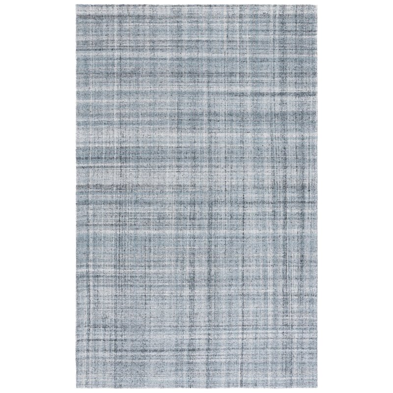 Abstract 976 Hand Tufted Pet/Cotton Abstract Indoor Use Only Rug in Aqua/Gray, Square 6'