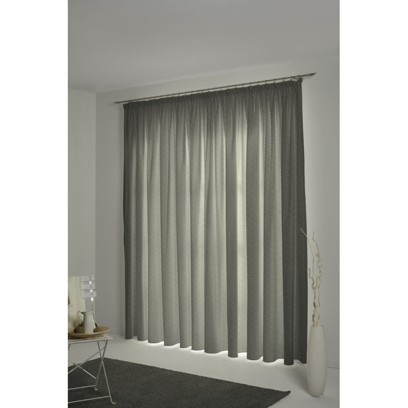Devore Pencil Pleat Opaque Curtain, 225cm H x 132cm W, Blue/Grey