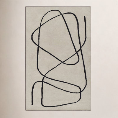 Whistler Ivory Black Hand-Tufted Wool Rug