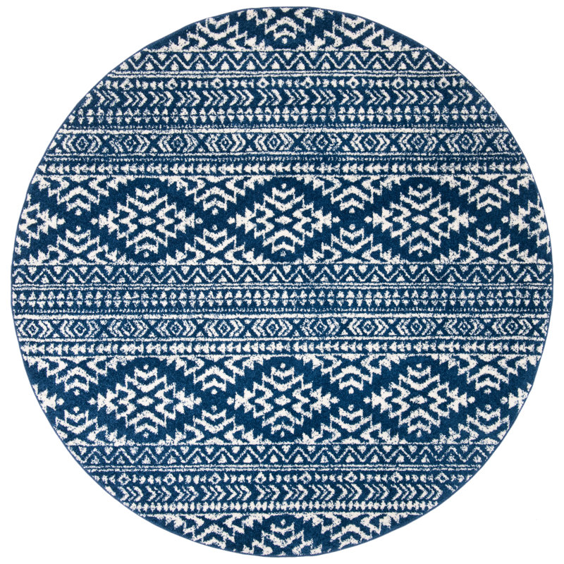 Tapis bleu marine / ivoire Remmers, Rond 8 pi