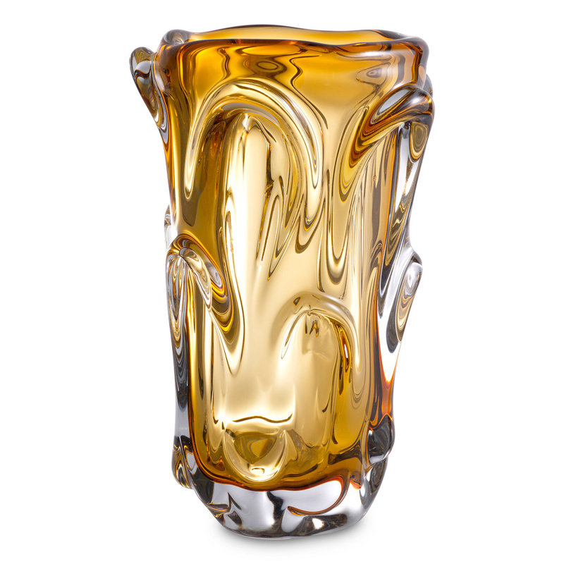 Aila 12'' Yellow Handblown Glass Decorative Table Vase