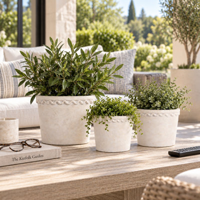 Classic Round Terracotta Indoor and Outdoor Planters for Bedroom and Living Room - Rustic Home Decor Flower Pots for Patio Display - Set of 3, 10",8",6"