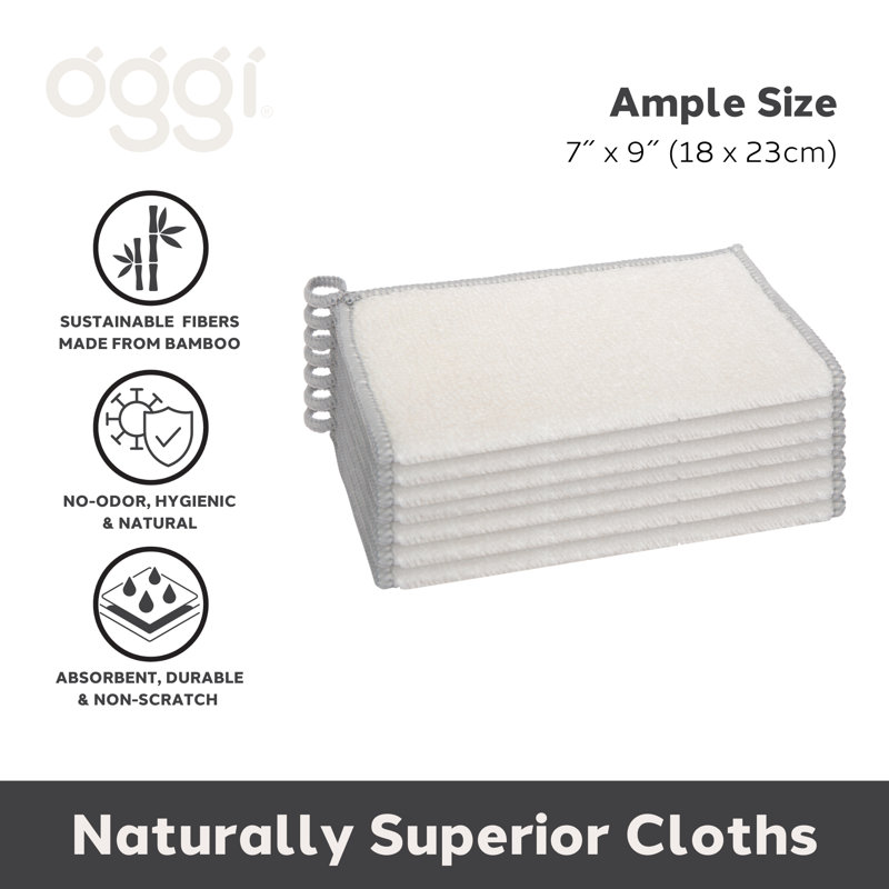 Set of 6 Kitchen Cloths Solid, White/Gray