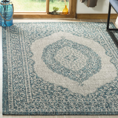 Auburn Light Grey/Teal Indoor/Outdoor Rug