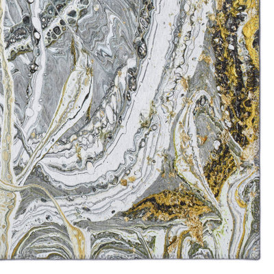 Chenille Washable Abstract Indoor / Outdoor Rug