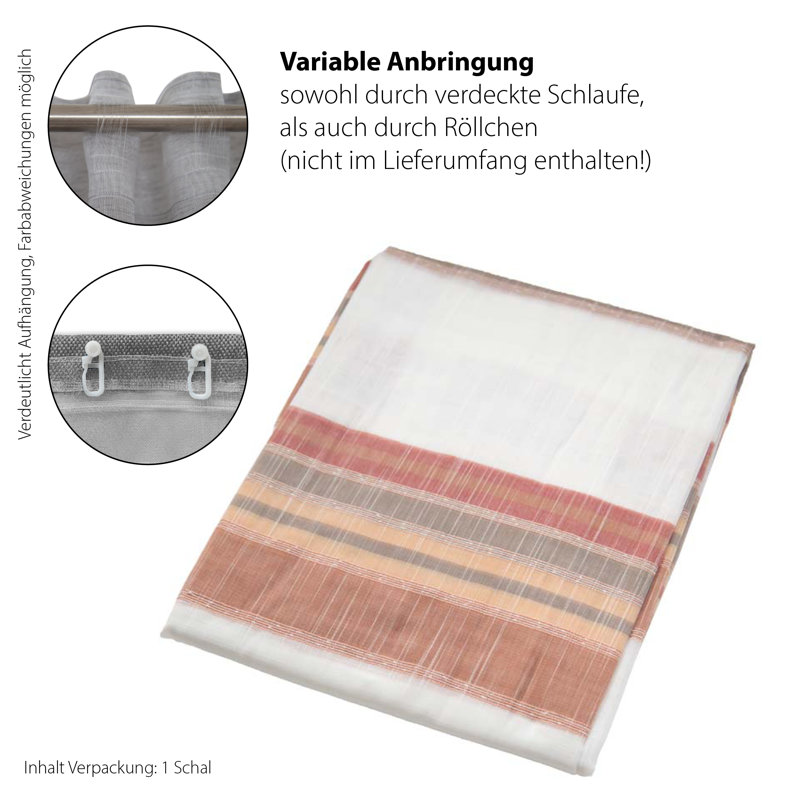 Mesut Semi Sheer Curtain, Orange/Grey