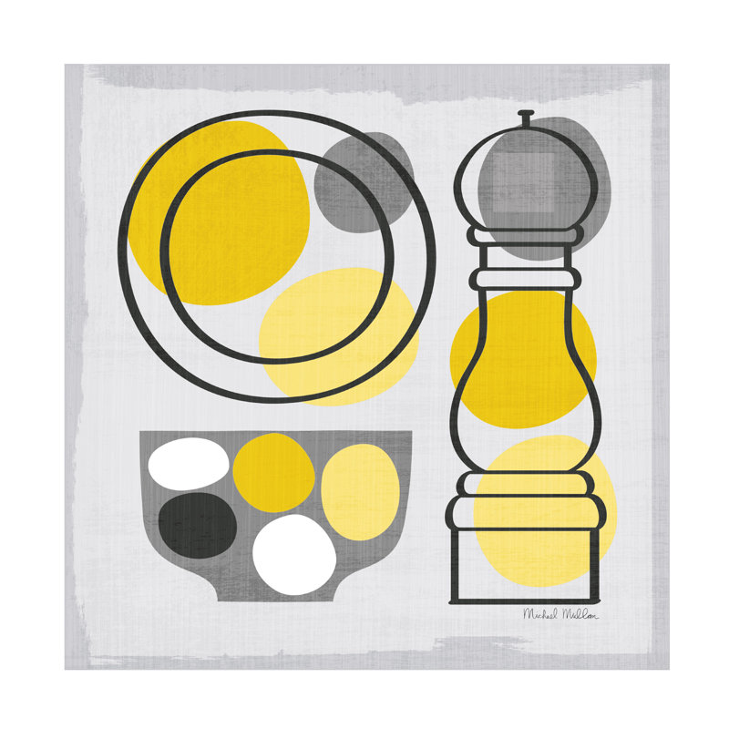 «Modern Kitchen Square II Yellow» par Michael Mullan - peinture sur toile tendue, H 35 po x l 35 po x P 2 po