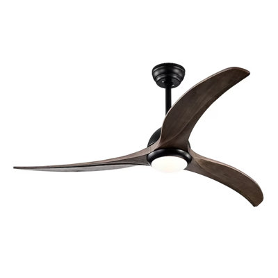 52" Flush Mount Ceiling Fan, Solid Wood Blades, Light, Remote Control, Noiseless Reversible Motor, 6 Speed, Indoor Patio Living Room Bedroom, Matte Black
