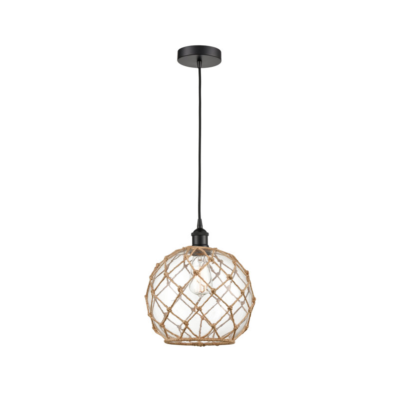 Luminaire suspendu simple à 1 lumière Larocque, Clair/Brun, Noir