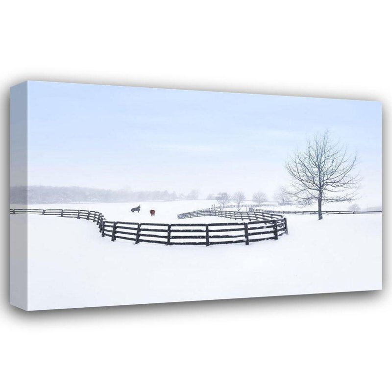 Ophelia & Co. Deng, Larry, reproduction d'art sur toile tendue: Winter Farm, H 27 po x l 40 po