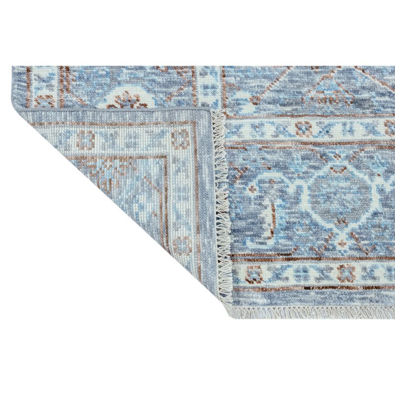 Wool Oriental Area Rug in Blue/Gray, Rectangle 8' x 10'