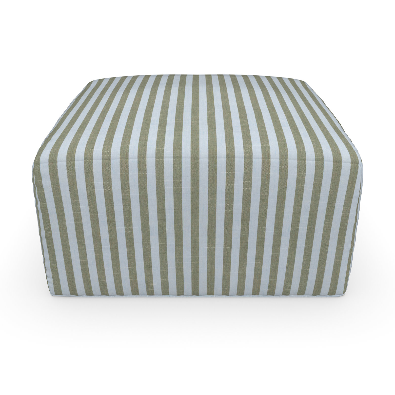 Praia Sunbrella® Outdoor Ottoman, 16" H x 29" W x 29" D, Sail Away Aloe Striped Sunbrella®