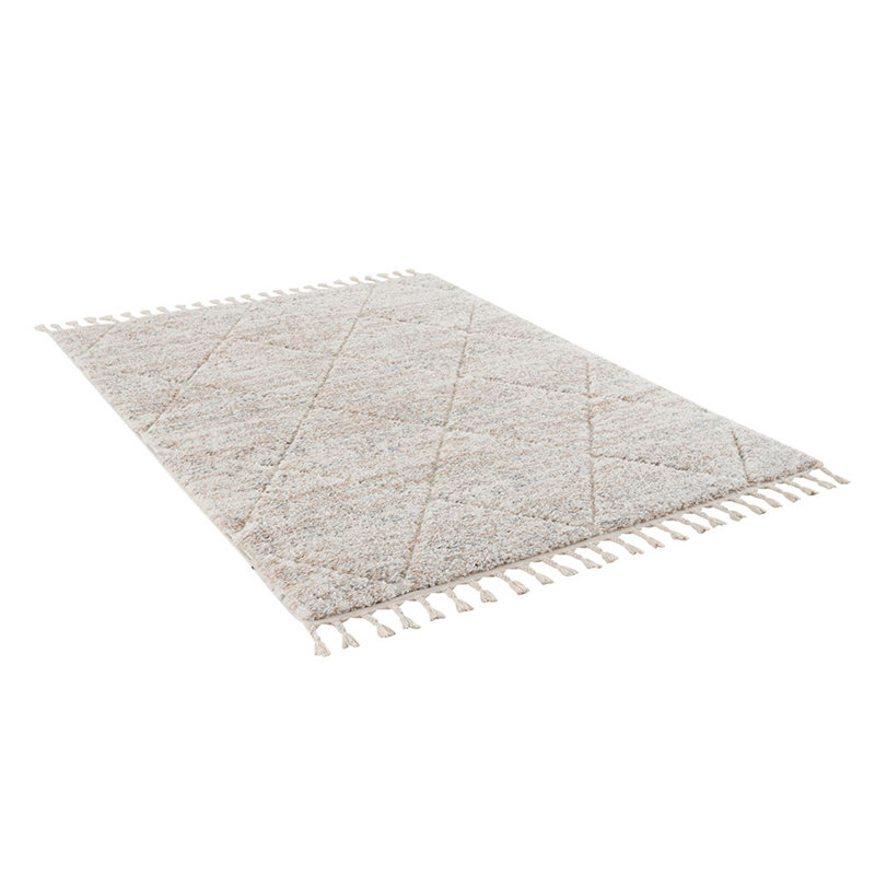 Tapis à motif de treillis Talas crème, Rectangle 5 pi 3 po x 7 pi