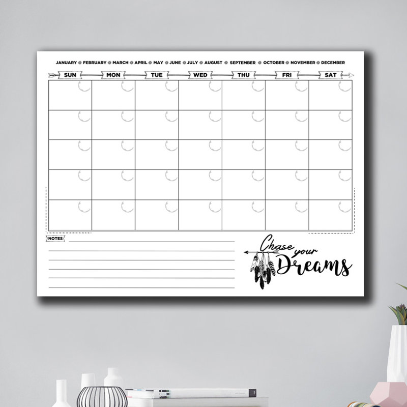 Tableau effaçable mural Chase Your Dreams, 20 po x 30 p, Blanc