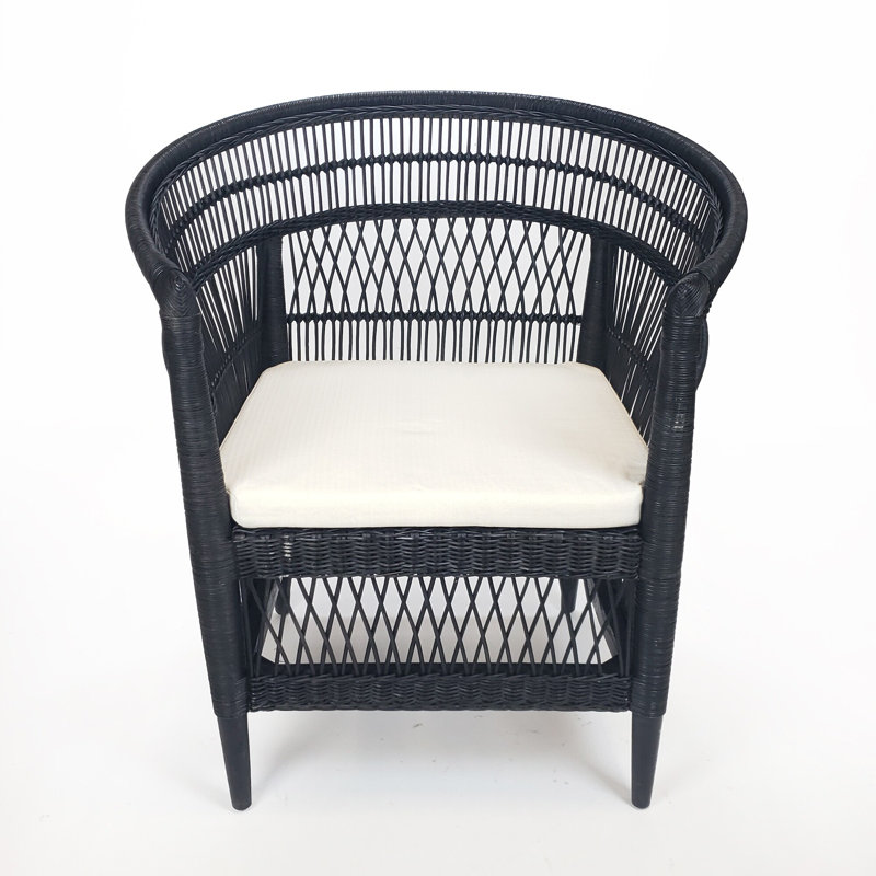Chaise avec accoudoirs tissée Ndayisenga, Noir