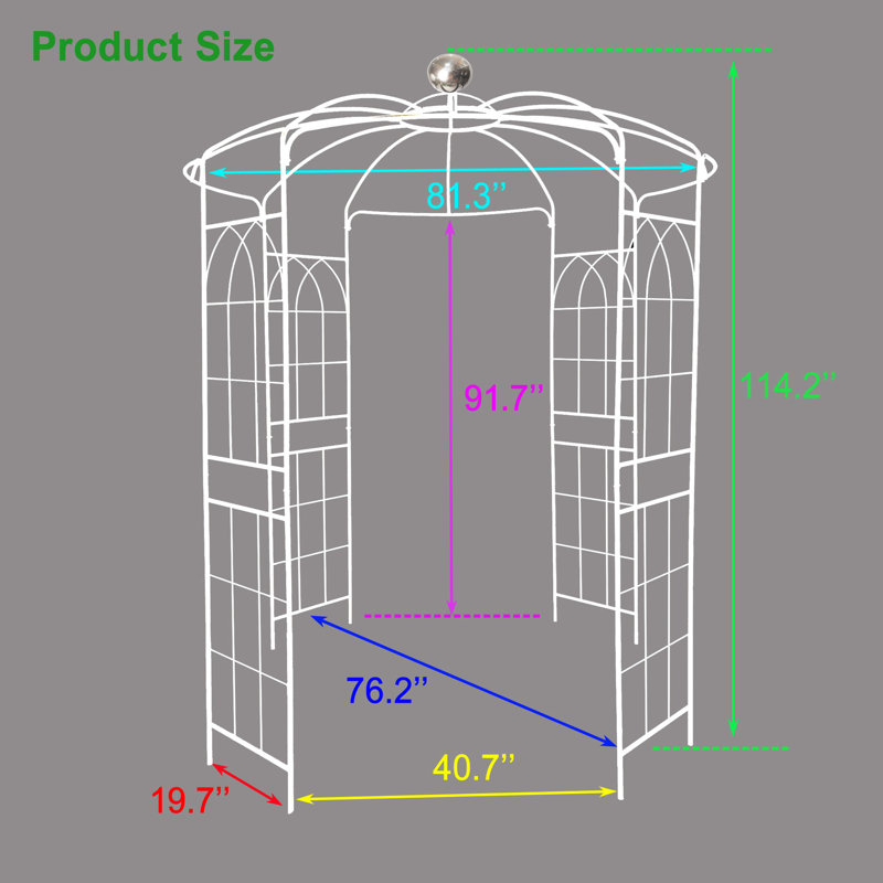 Pavillon de jardin crème blanc crème, 81,3 po x 114,2 po, pavillon de jardin, résistance au vent, arche de pavillon en métal facile à assembler, blanc, coupe-vent, prisme simple