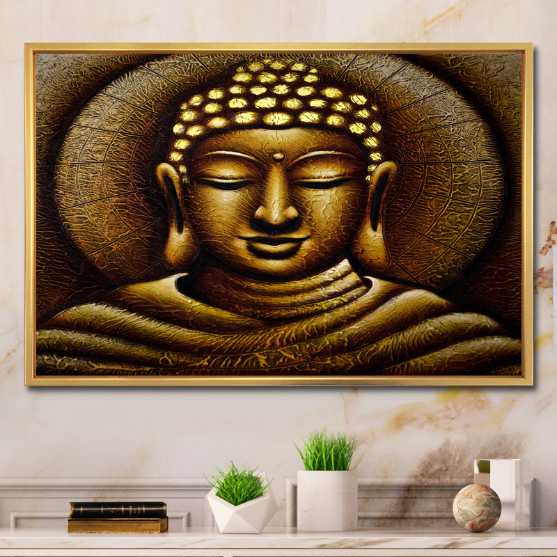 Budha - reproduction sur toile, H 8 po x l 12 po x P 1 po, Cadre flottant doré