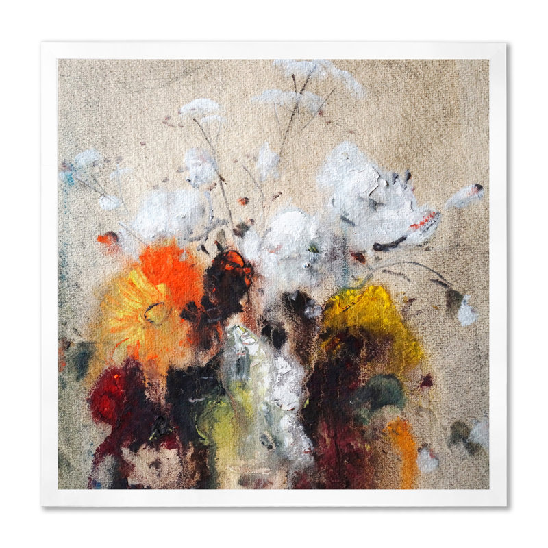 Bouquet de fleurs blanches II - on, H 36 po x l 36 po x P 1,5 po, Impression blanche sur toile encadrée