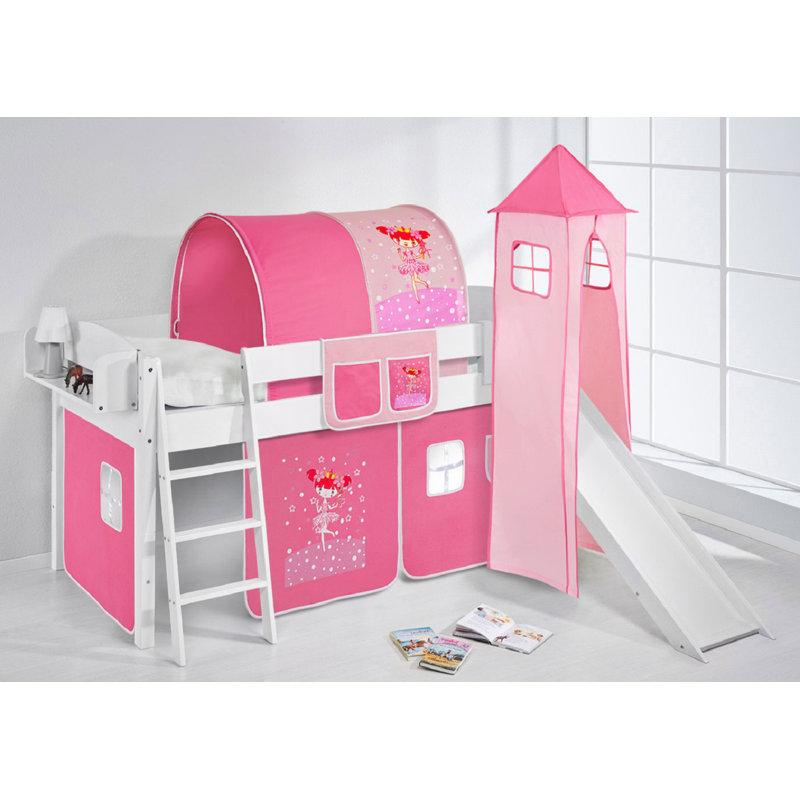 Zauberfee European Single (90 x 200cm) Mid Sleeper Bed with Textile Set