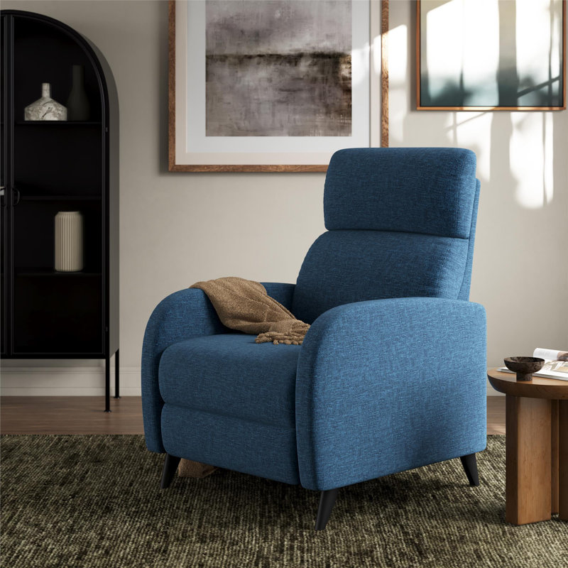 Bagtas Pushback Recliner, Blue Polyester Blend