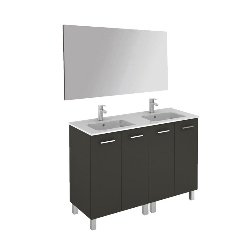 Logic 47.3'' Double Bathroom Vanity with Ceramic Top, Anthracite