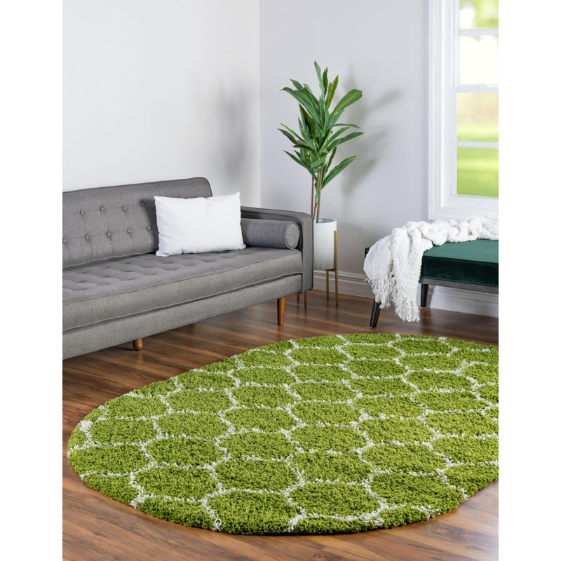 Tapis à poils longs rouge Barrel Studio® Ruby, Ovale 7 pi 10 po x 10 pi