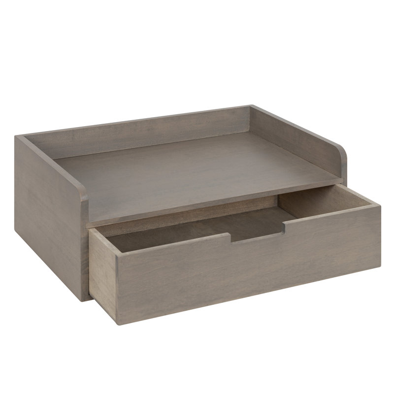 Casiano Poplar Accent Shelf with Drawer, Gray