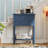 Narrow Console Table, Slim Sofa Table With Three Storage Drawers And Bottom Shelf (Navy)