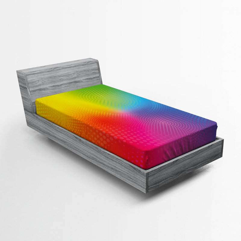 Twin Multicolor Microfiber Fitted Sheet with Vibrant Print