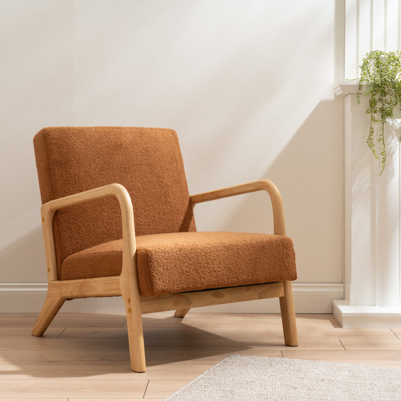 Boucle Accent Chair (Curved Arms), Caramel