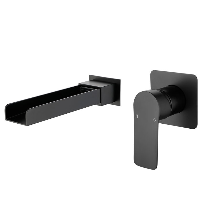 Garniture de bec de baignoire murale à haut débit, Noir mat