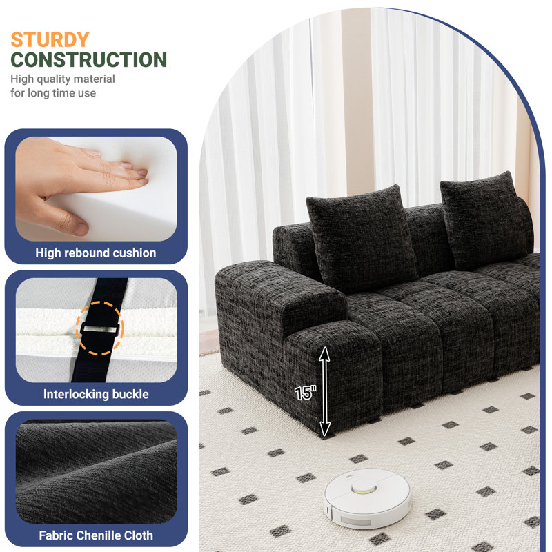 Causeuse modulaire Boneless, Noir