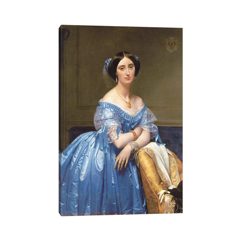 Portrait Of Princesse De Broglie, 1853 by Jean-Auguste-Dominique Ingres - Wrapped Canvas Print