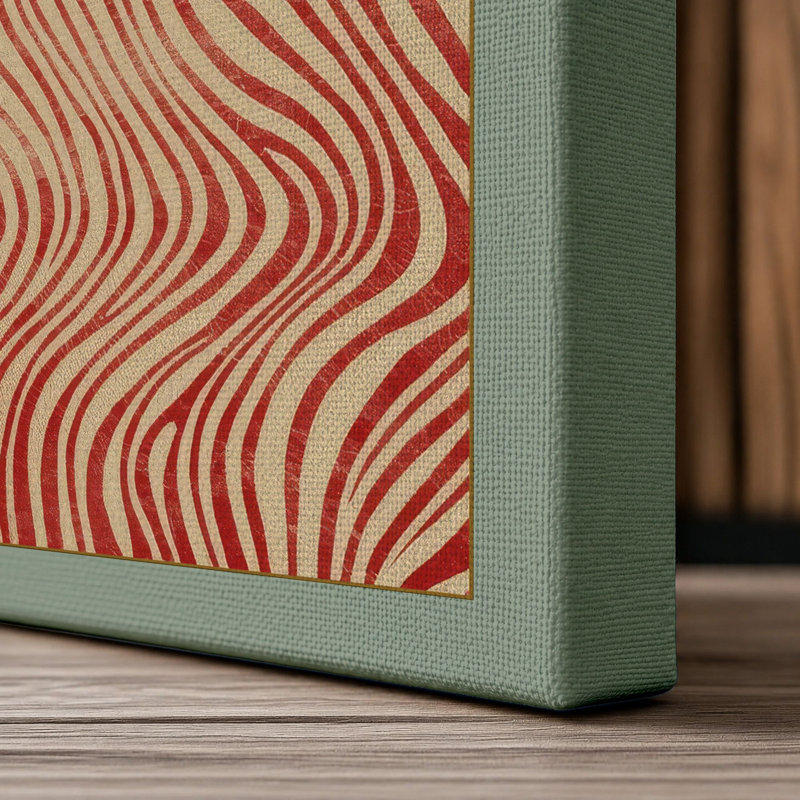 Wave Harmony Geometric - Wrapped Canvas, 24x16 - 61.0 x 40.6 cm, Sage Border