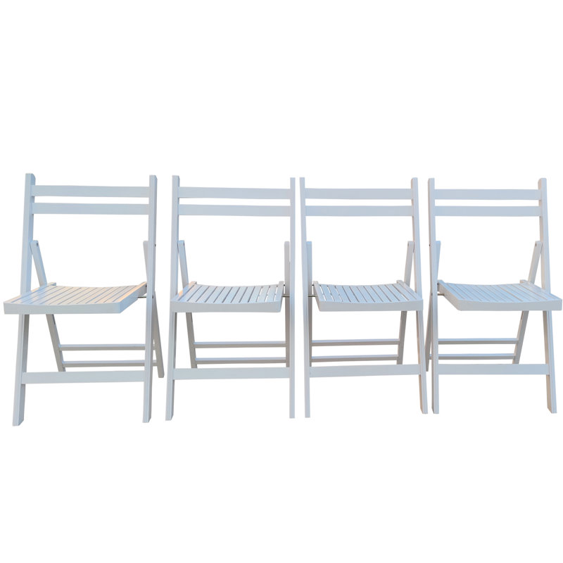 Chaise pliante blanche de 4 personnes en bois massif avec siège à lattes pour le confort, intérieur / extérieur, gain de place, poids léger, capacité de poids maximale de 220 lb pour 4 personnes, convenant à diverses occasions, compacte, avec roulement