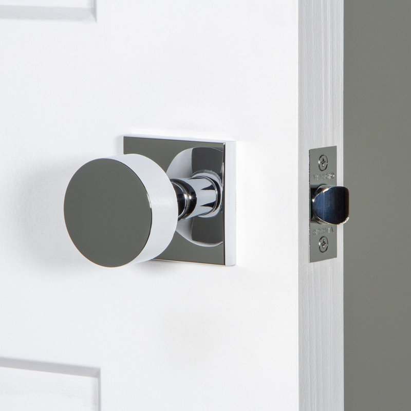 Viaggio Quadrato Rosette Privacy (Bed & Bath) with Circolo Knob, Bright Chrome, 2.375"