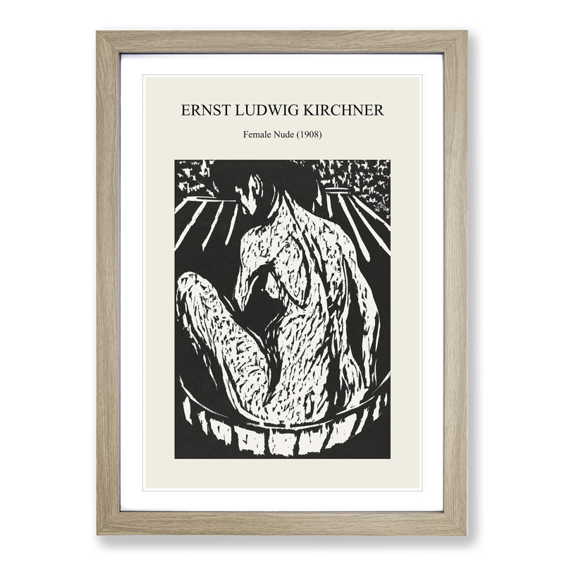 Female Nude by Ernst Ludwig Kirchner - Single Picture Frame Print, Oak Framed, 65cm H x 48cm W x 2cm D