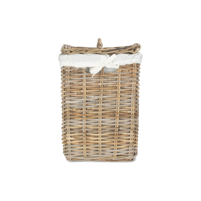 Square Rattan Laundry Bin, 58cm H x 37cm W x 37cm D