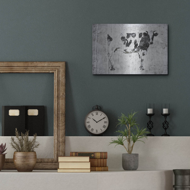 Luxe en métal «Rustic Cow» par Irena Orlov, métal «Rustic Cow» par Irena Orlov, H 12 po x l 16 po