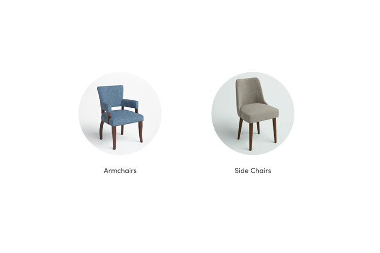 Armchair and side chair comparison collage.
