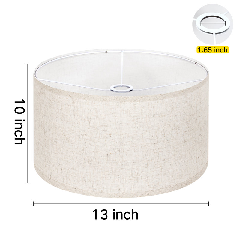 Abat-jour tambour suspendu en lin 10 po H, 10" H x 13" W x 13" D, Clair