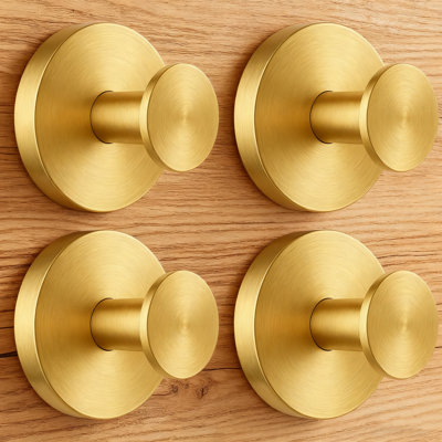 Brushed Gold Shower Towel Hooks - 4 Pack SUS304 Stainless Steel Bathroom Hooks For Shower Doors
