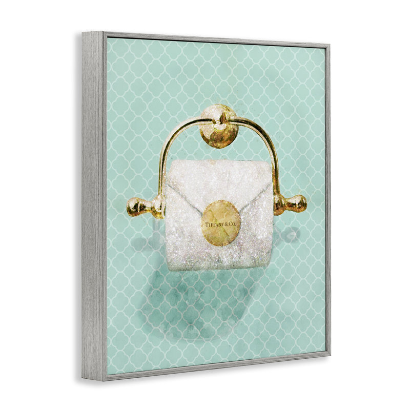 Rouleau de papier hygiénique tendance bleu emblématique Glam Gray Farmhouse surdimensionné, giclée, art texturé par Ziwei Li